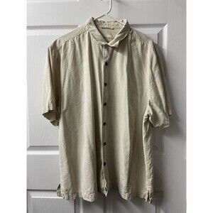 Joesph & Feiss Silk Camp Shirt Mens XXL Tan Hawaiian Print Casual Vacation
